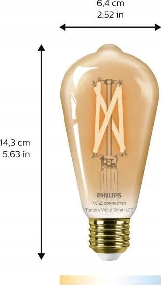 Plaukų džiovintuvas „Philips“ LED WIFI lemputė ST64 E27 7W 640LM TW AMB