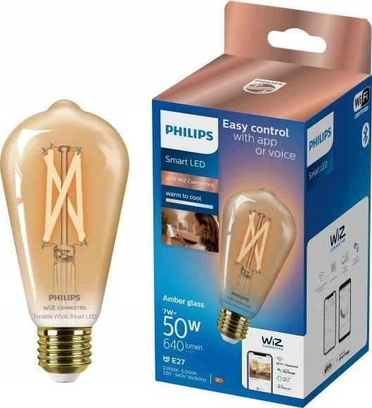 Plaukų džiovintuvas „Philips“ LED WIFI lemputė ST64 E27 7W 640LM TW AMB