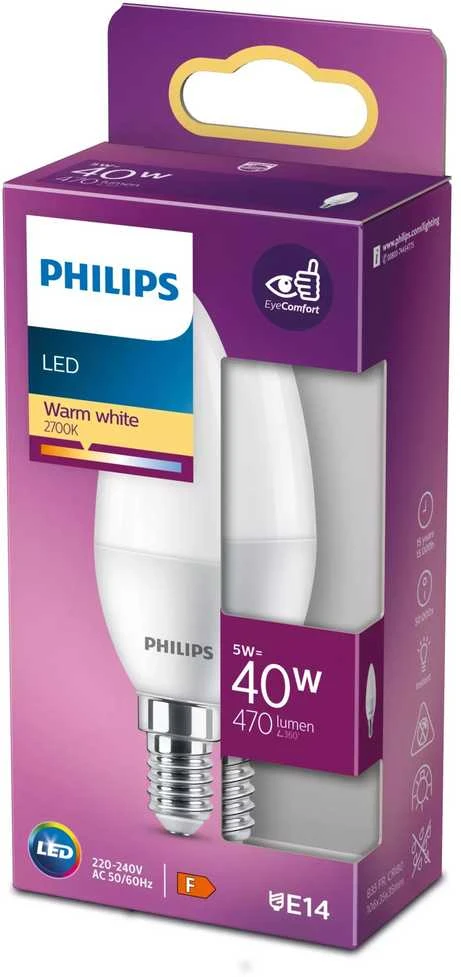 Philips LEMPUTĖ LED B35 5 W E14 2700K 470LM PL/MAT