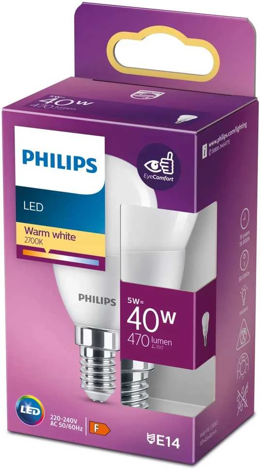 Philips LEMPUTĖ LED P45 5 W E14 2700K 470LM PL/MAT