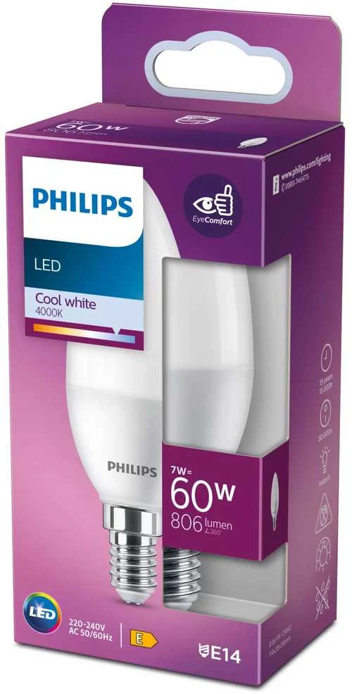 Philips LEMPUTĖ LED B38 7W E14 4000K 830LM PL/MAT