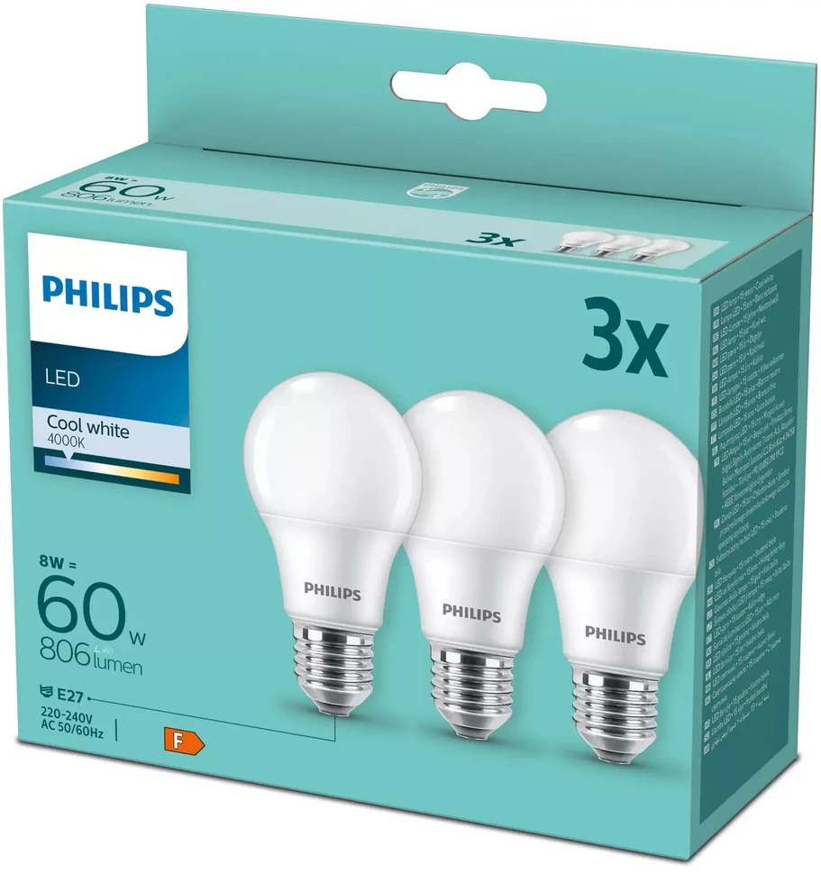 Philips LED bulb Cool baltas 4000 K 8 W E27 F (PHIL/694944)