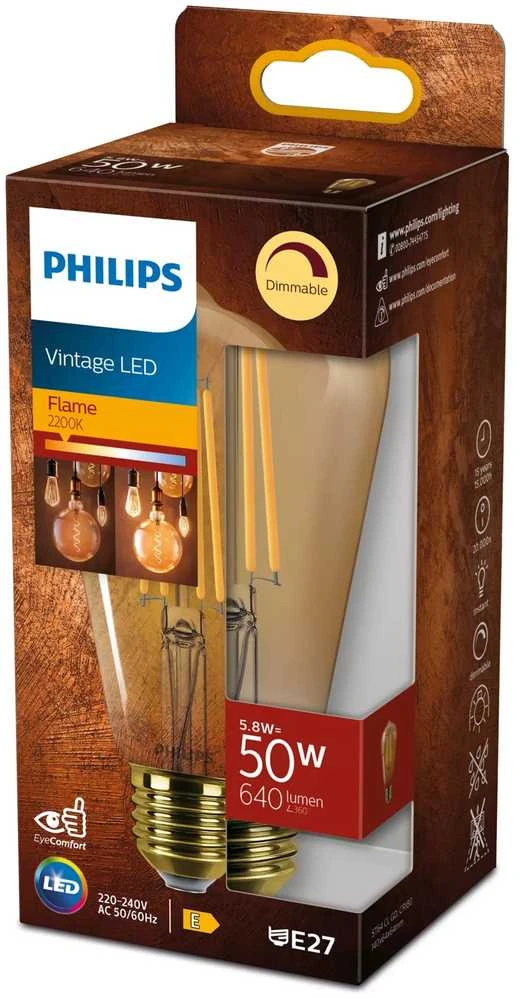 LED lemputė PHILIPS, ST64, E27, 5,8 W, 650 lm, 2200 K