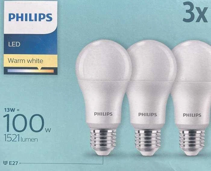 LED lemputė Philips A67, 14W, E27, 2700K, 1521lm, 3 vnt.