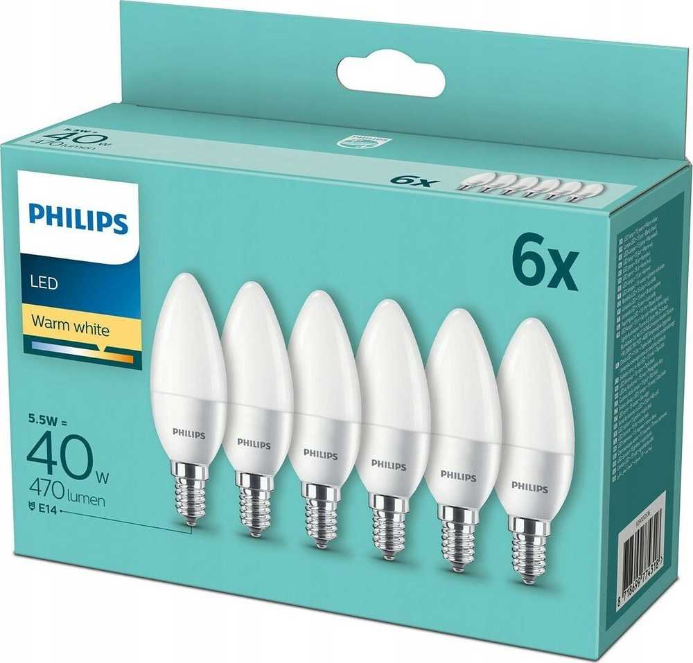 Philips LED lemputė E14, 4 žvakių pakuotė, 40 W, 2700 K