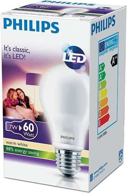 LED lemputė PHILIPS, A60, E27, 7 W, 806 lm, 2700 K