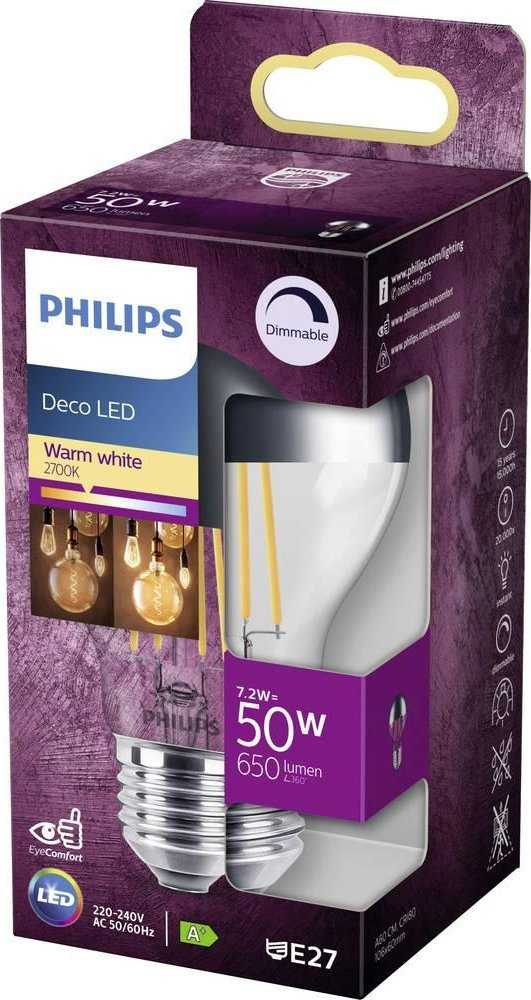 „Philips“ LED lemputė „Philips“, E27, 7,2 W, 650 lm, 2700 K