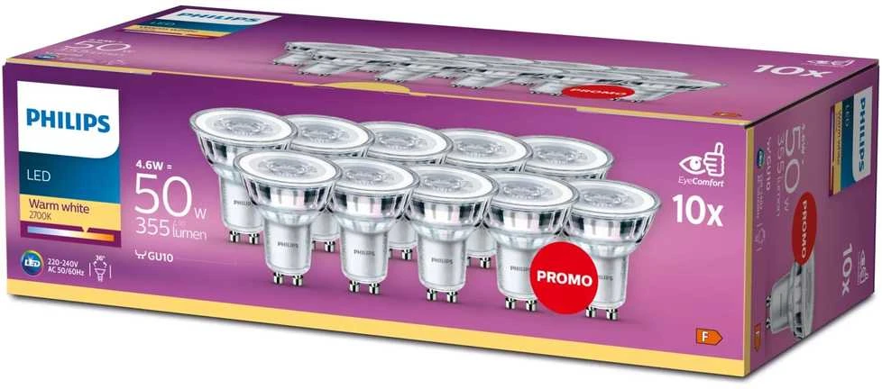 Philips LEMPUTĖ LED GU10 PAR16 5W 355LM 827 36 10VNT