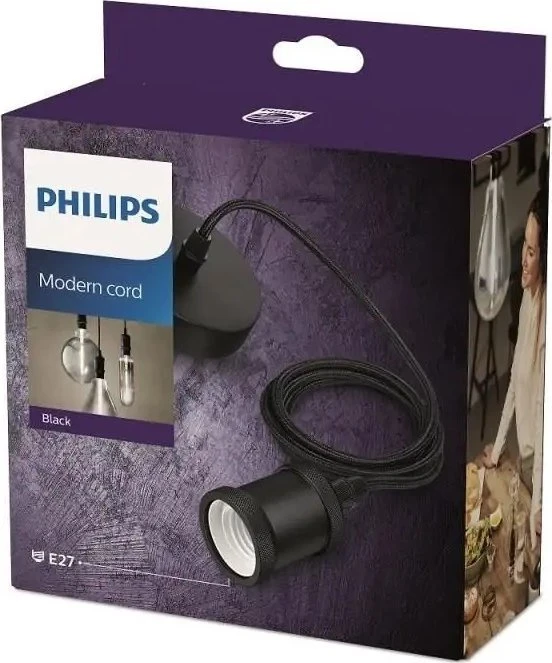 Lubinis šviestuvas Philips Modern Cord pakabos laidas, juodas, E27