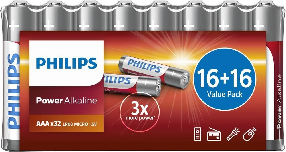 Philips AAA baterijos 32 vnt. pakuotė
