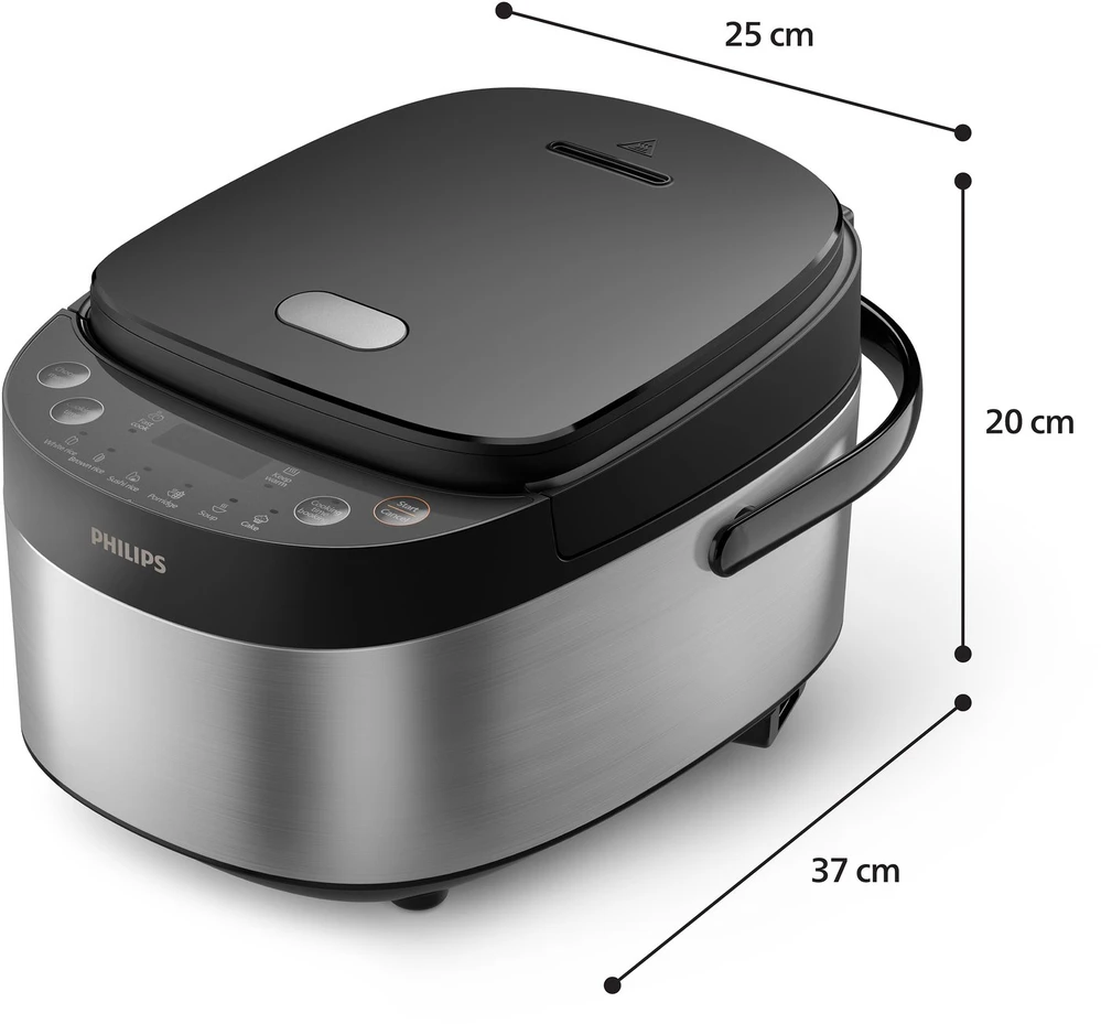„Philips“ mini ryžių viryklė | HD3093/80 3000 serija | 600 W | 0,85 l | Programų skaičius: 8 | Nerūdijančio plieno / Juodas