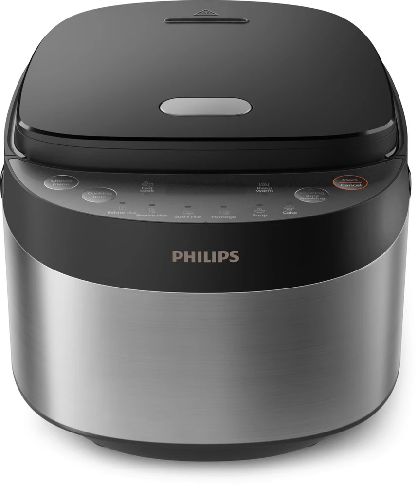 „Philips“ mini ryžių viryklė | HD3093/80 3000 serija | 600 W | 0,85 l | Programų skaičius: 8 | Nerūdijančio plieno / Juodas