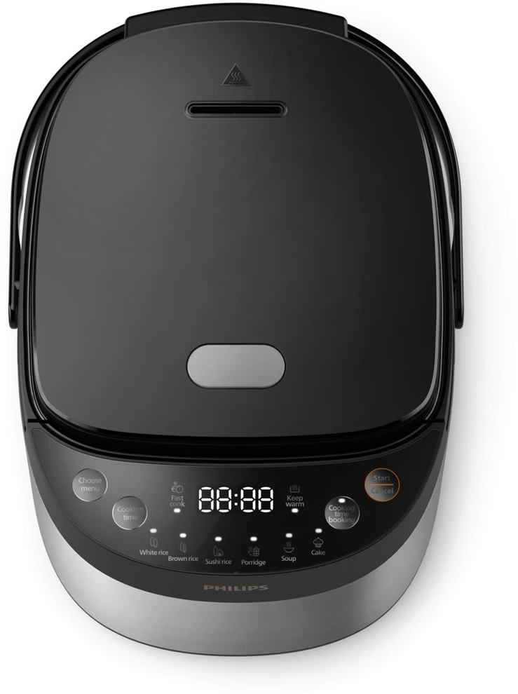 „Philips“ mini ryžių viryklė | HD3093/80 3000 serija | 600 W | 0,85 l | Programų skaičius: 8 | Nerūdijančio plieno / Juodas