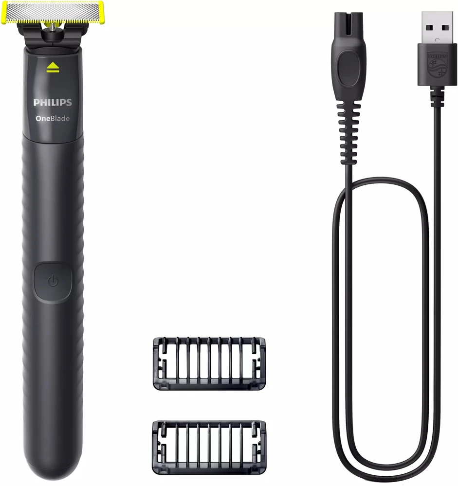 Barzdaskutė „Philips Norelco OneBlade QP1424/10“ vyriškas skustuvas, tinklelio skustuvas, žoliapjovė, anglies spalvos
