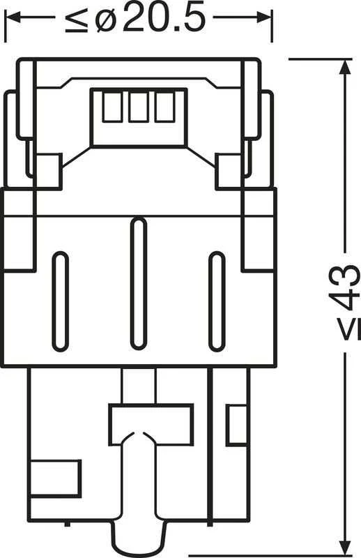 W21W LED lemputės techninis brėžinys