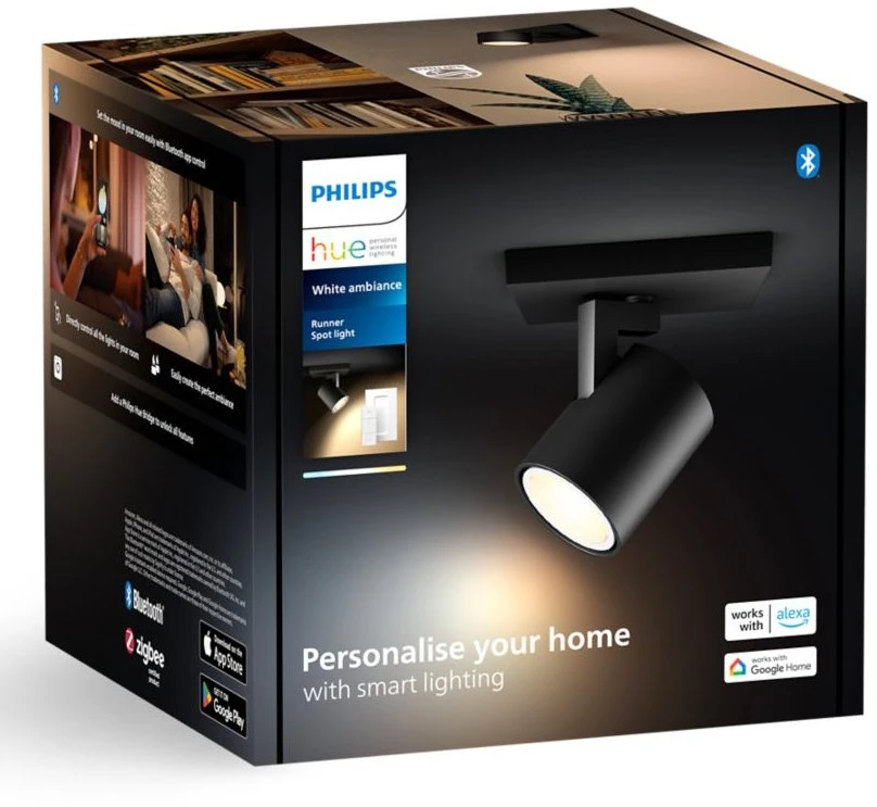 Philips LED prožektorius Hue Baltas Ambiance Runner GU10 Juodas