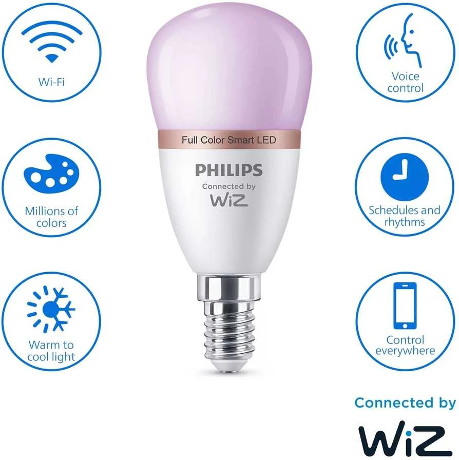 Philips LEMPUTĖ LED WIFI P45 E14 4.9W 470LM RGBTW