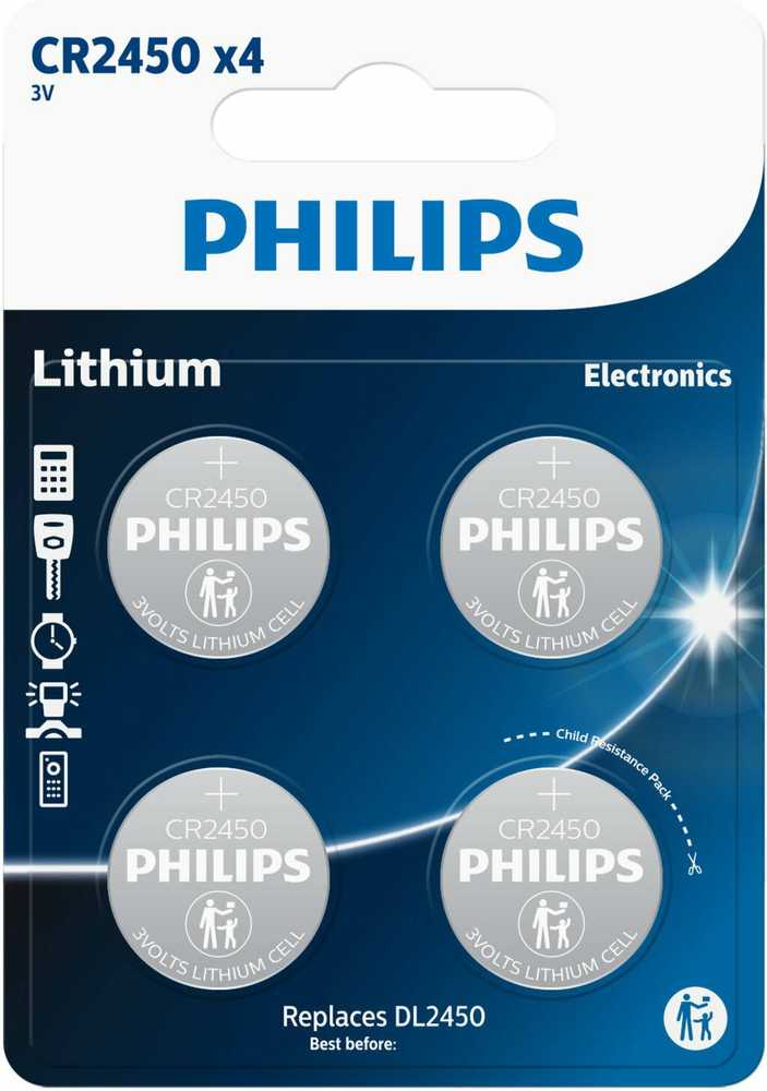 Philips PHILIPS baterija guzikowa lithium CR2450 4-pak - 2292445