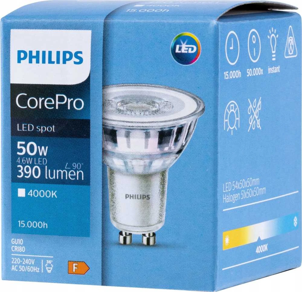 LED lempa Philips PAR16, 36°, 4,6 W, GU10, 4000K, 390lm