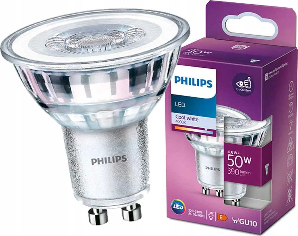 LED lempa Philips PAR16, 36°, 4,6 W, GU10, 4000K, 390lm