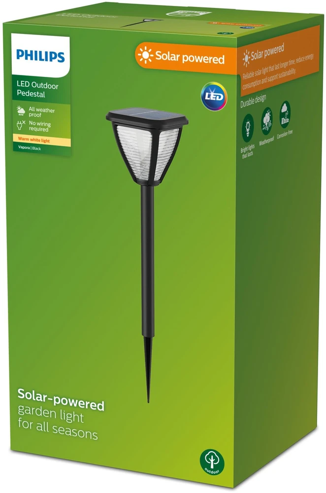 Philips Plug-in LED outdoor light PHILIPS VAPORA, solar rechargeable 1.5W 2700K 200lm