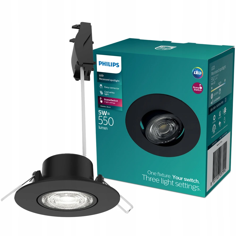 Philips Įmontuojams šviestuvas Cilantro LED 5W 4K 550lmD9 Dim juodas