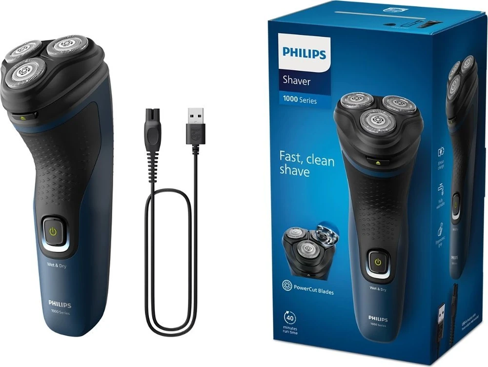 Philips S1151/00 men's shaver Rotation shaver Trimmer Juodas, Mėlyna