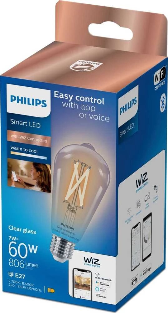 Philips LEMPUTĖ LED WIFI ST64 E27 7W 806LM TW FL