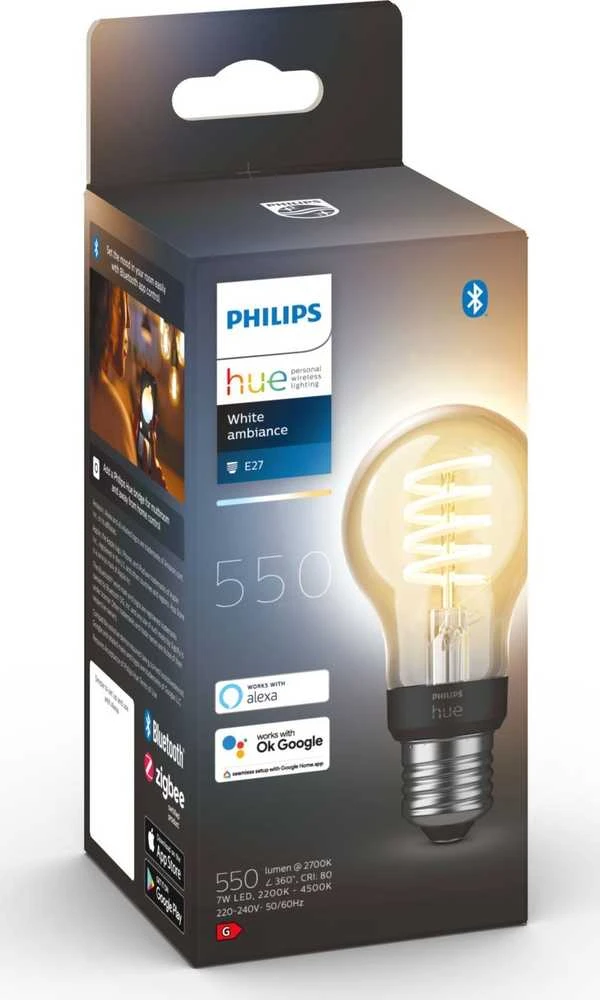 Philips Hue Baltas Ambiance išmanioji LED lemputė 7W E27 Zigbee, Bluetooth