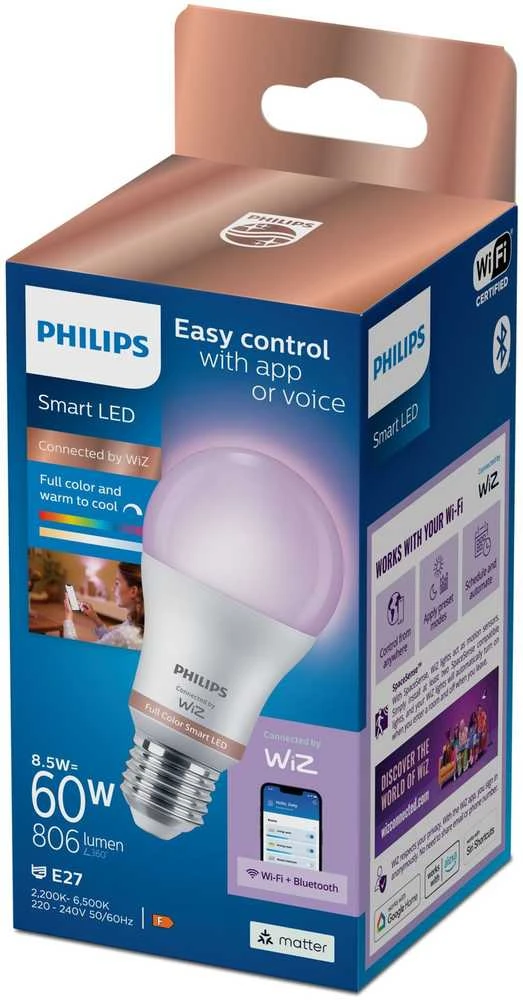 Philips LEMP LED WIFI A60 E27 8W 806LM RGBTW