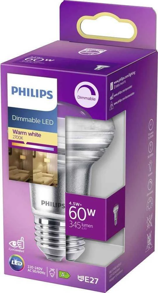 LED lemputė PHILIPS, R63, E27, 4,5 W, 410 lm, 2700 K