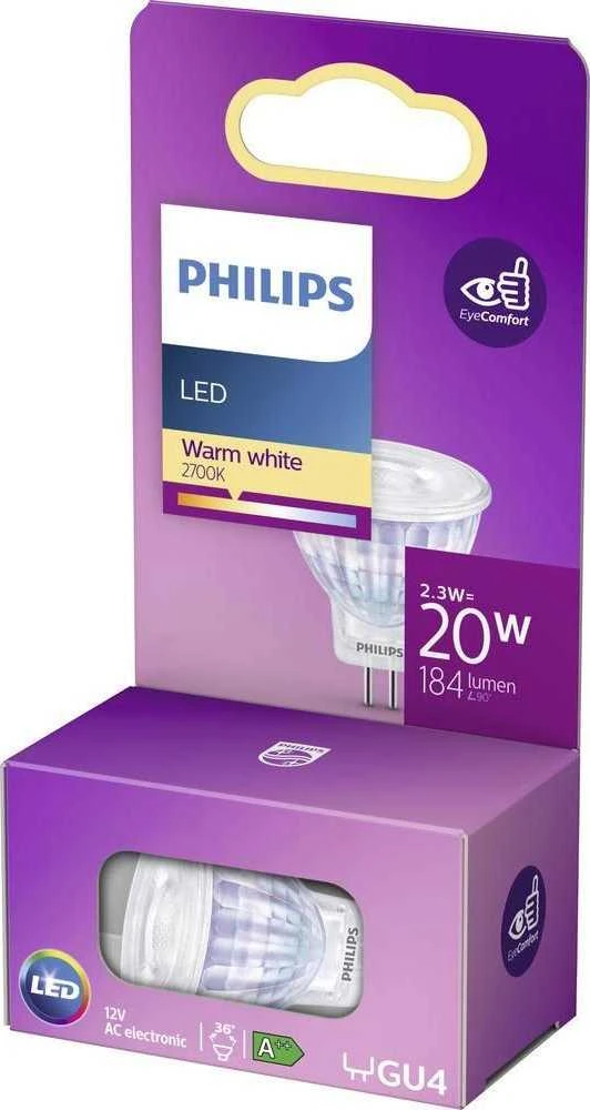 LED lemputė PHILIPS, MR11, GU4, 2,3 W, 200 lm, 2700 K