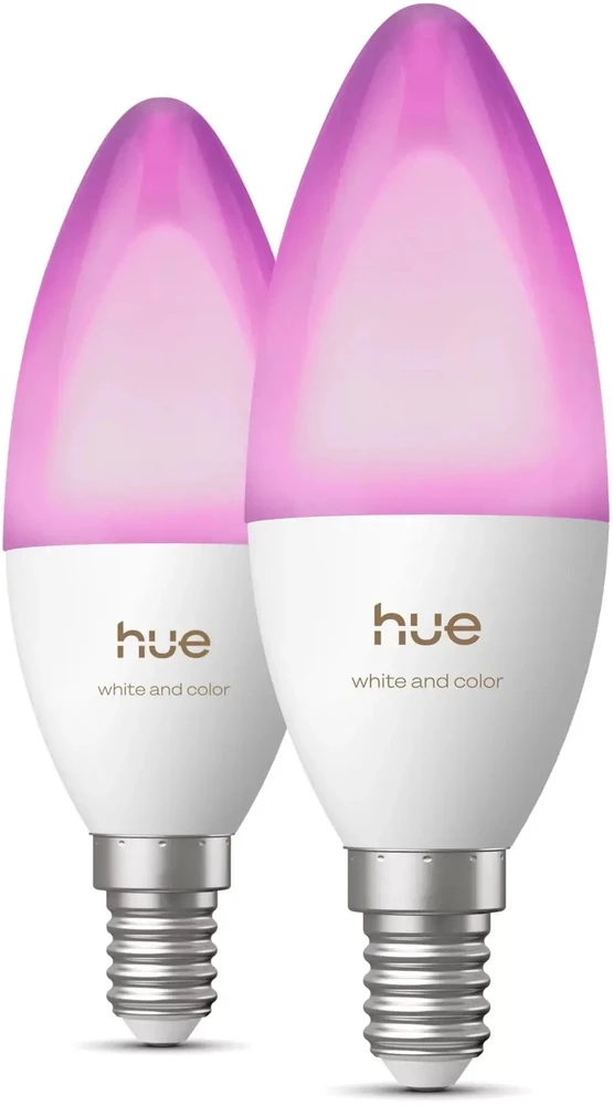„Philips Hue“ E14 3,7 W RGBW B39 žvakių lemputės, 2 vnt. pakuotėje