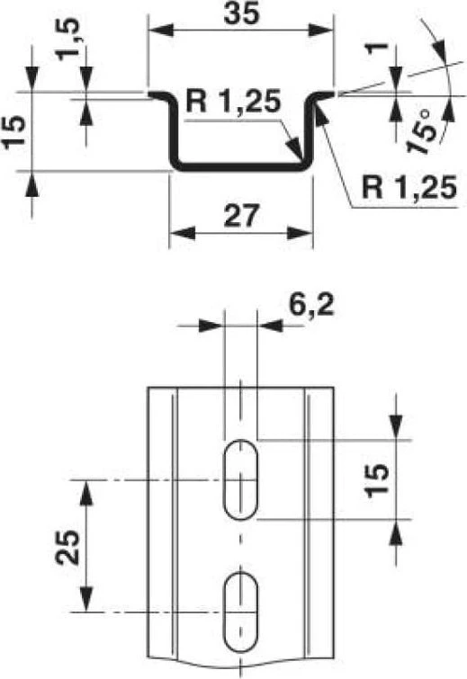 Phoenix Contact Cinkuotas TH montavimo bėgelis su skylutėmis NS 35/15 ZN PERF 2000m
