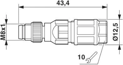 Phoenix Contact Jutiklio jungtis 3P paprasta M8 SACC-M 8MS-3QO-0,25- M (1441008)