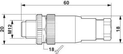 „Phoenix Contact“ tiesi kištuko jungtis 8P M12 kodas A Pg9 6-8mm SACC-M12MS-8CON-PG9-M (1513334)