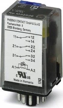 Phoenix Contact Pramoninė relė 3P 10A AgNi 24V DC lizdui ECOR-3, REL-OR-BL/L-24DC/3X21