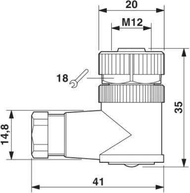„Phoenix Contact“ jutiklio kištukinė jungtis, moteriška, kampinė M12 4 kontaktų Pg7 sandarinimo juosta, juoda SACC-M12FR-4CON-PG7-M (1681143)