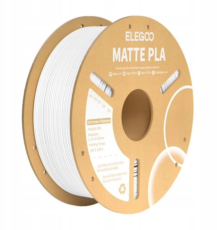 PLA Matte ELEGOO Filament (Baltas) 1kg