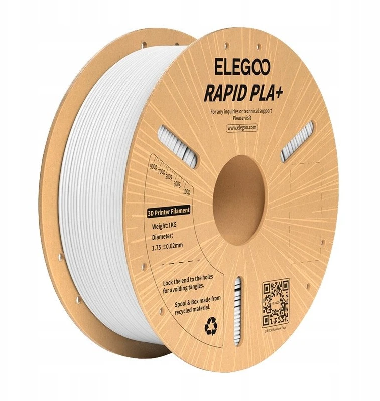 ELEGOO Rapid PLA+ Filament baltos spalvos