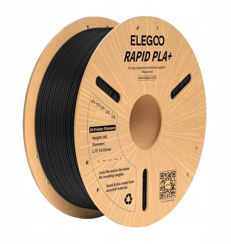 ELEGOO Rapid PLA+ Filament juodos spalvos