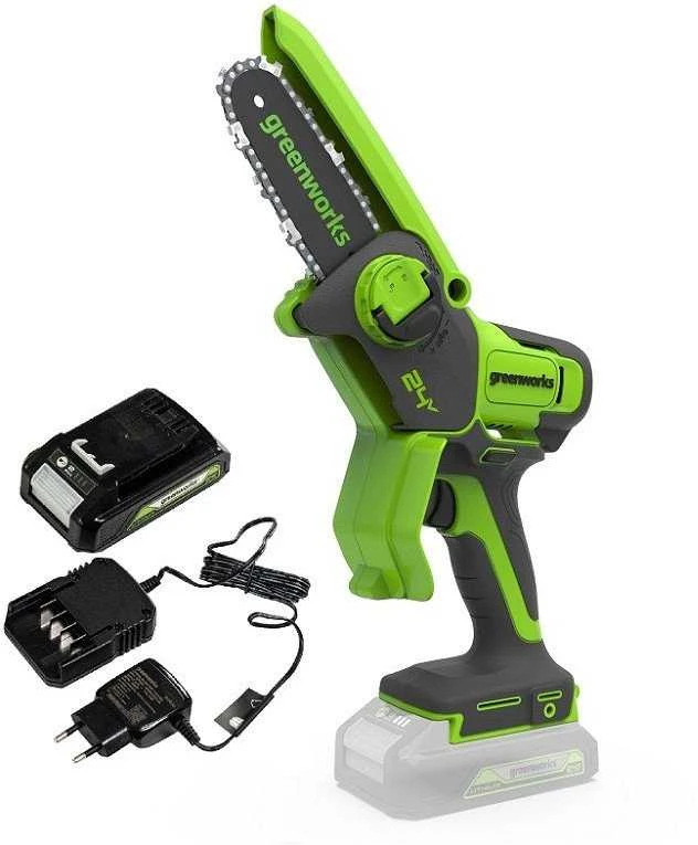 Grandininis pjūklas Greenworks G24MCS10K2; 10 cm; 24 V; 1x2,0 Ah akum.