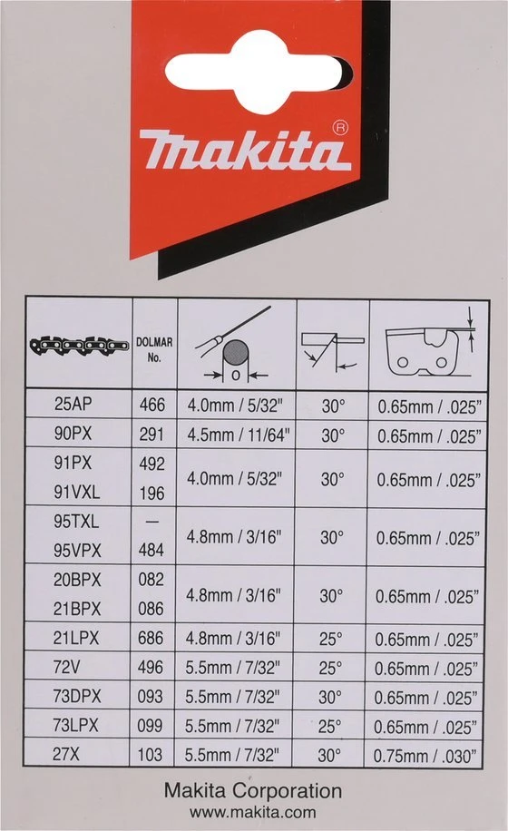 Makita Grandinės CC 40cm/16", 3/8", 1,3mm, 56H 191H12-3