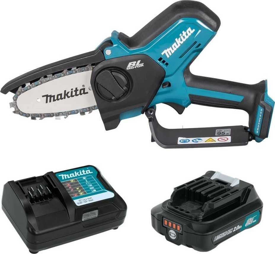 Šakų genėjimo grandininis pjūklas Makita UC100DWA01; 12 V; 1x2,0 Ah akum.; 10 cm juosta
