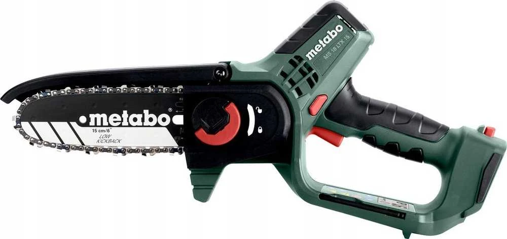 Šakų genėjimo grandininis pjūklas Metabo MS 18 LTX 15; 18 V; 15 cm juosta (be akumuliatoriaus ir pakrovėjo)