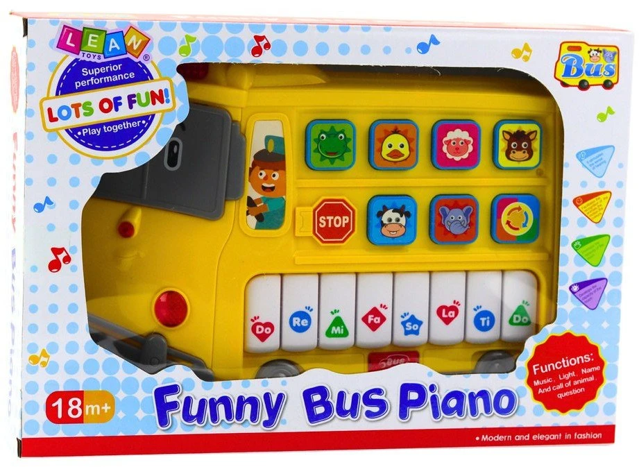 Lean Toys Muzikinis Žaislas Vaikams Pianinas Autobusas 23x18x6 cm
