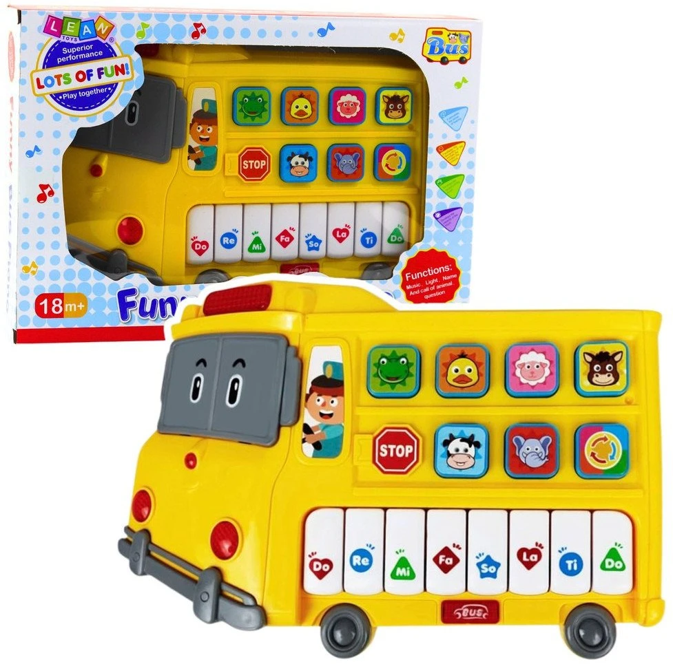 Lean Toys Muzikinis Žaislas Vaikams Pianinas Autobusas 23x18x6 cm