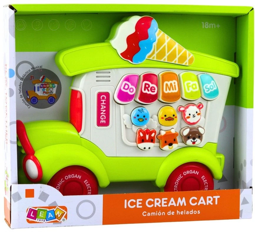 Lean Toys Muzikinis žaislas vaikams - žalias pianinas ledų vežimėlis