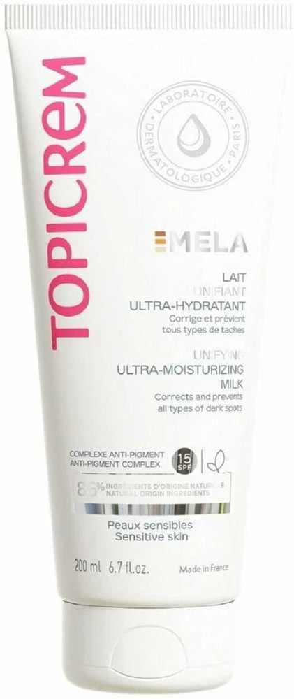Topicrem MELA Unifying Ultra-Moisturizing Milk drėkinamasis kūno pienelis, 200 ml