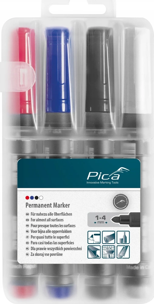 Pica-Marker Pica permanentinis žymeklis 1-4 mm, asorti su Instant-Baltas